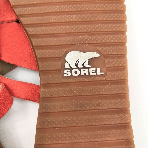 Sorel ELLA Orange Woven Suede Leather Slide Sandals - Picture 12 of 13
